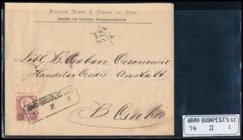 1874 "ARAD-BUDAPEST 5.SZ. / 74 II. 1"