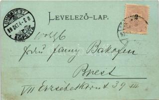 1899 Érsekújvár, Nové Zámky; Kossuth Lajos tér este holdfényben, templom. Conlegner J. és fia kiadás...