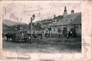 1903 Bélabánya, Banská Belá (Selmecbánya, Schemnitz, Banská Stiavnica); Fő tér, Mendl Frigyes üzlete...