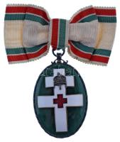 1922. "A Magyar Vöröskereszt Érdemérme" aranyozott, zománcozott, bronz jelvény női csokors...