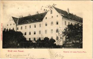1907 Mauer (Wien), Kaserne mit Lawn-Tennis-Platz. Phot. Reng / military barracks, lawn-tennis court (small tear)
