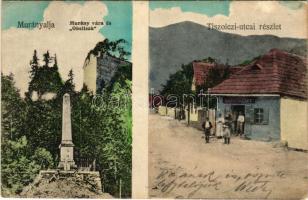 1922 Murány, Murányalja, Podmurán, Murán; Murány vára és obeliszk, Tiszolci utcai részlet, Fogyasztá...
