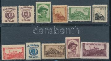 Nyugat-Magyarország VII. 1921 10 értékes sor + 10f másodpéldány lemezhibákkal, Bodor vizsgálójellel