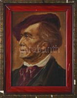 Jelzés nélkül: Richard Wagner portréja. Olaj, karton. Dekoratív, sérült fakeretben, 32x24,5 cm