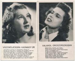 2 db RÉGI színész képeslap: Karády Katalin, Kelly Anna / 2 pre-1945 Hungarian actress postcards