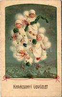 Karácsonyi üdvözlet / Christmas greeting art postcard with angels s: Pauli Ebner (EK)