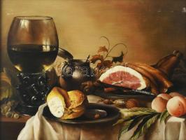 Olvashatatlan jelzéssel: Csendélet. Olaj, fa. Dekoratív, sérült fakeretben, 30×40 cm