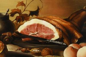 Olvashatatlan jelzéssel: Csendélet. Olaj, fa. Dekoratív, sérült fakeretben, 30×40 cm