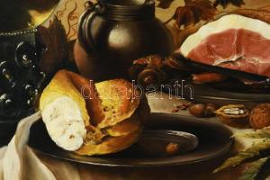 Olvashatatlan jelzéssel: Csendélet. Olaj, fa. Dekoratív, sérült fakeretben, 30×40 cm