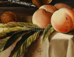 Olvashatatlan jelzéssel: Csendélet. Olaj, fa. Dekoratív, sérült fakeretben, 30×40 cm