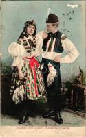 1902 Uherské Hradiste, Ungarisch Hradisch, Magyarhradis; Slovacky kroj z okolí Uherského Hradiste / Slovak folklore from Uherské Hradiste (surface damage)