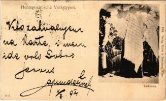 1901 Türkinnen. Herzegovinische Volkstypen / Bosnian folklore, Turkish women (apró szakadás / tiny tear)