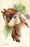 1913 Lovak / Horses. Ser. 84. No. 3. s: J. N. Loga (vágott / cut)