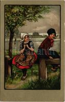 1912 Dutch folklore art postcard, litho (Rb)