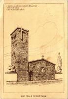 1944 Balatonaliga (Balatonvilágos), a római katolikus egyházközség által építendő Szent István templom, tervezi Miklósváry Károly műépítész. "Egy tégla megváltása" (EB)