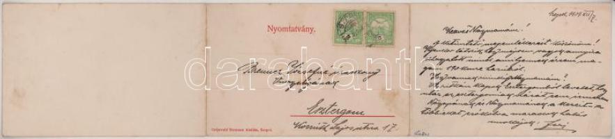 1909 Szeged, látkép. Grünwald Hermann kiadása. 3-részes kihajtható panorámalap (fl)