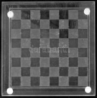 Üveg sakk készlet, dobozában 20x20 cm