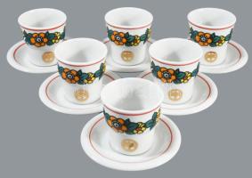 6 db Hollóházi retro csésze és alj, hibátlan