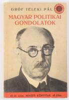 Gróf Teleki Pál: Magyar politikai gondolatok. Nemzeti Könyvtár 42-43. szám. Bp., 1941, Stádium, 137+3 p. Kiadói papírkötés, kopott borítóval, foltos lapélekkel.