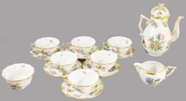 Herendi Viktória mintás teás készlet. Kézzel festett, jelzett, hibátlan Hat személyes