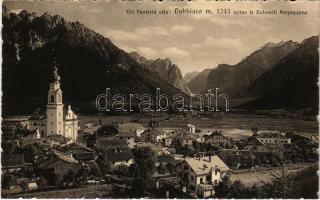 Dobbiaco, Toblach (Südtirol); Val Pusteria alta: verso le Dolomiti Ampezzane / general view, church, mountains