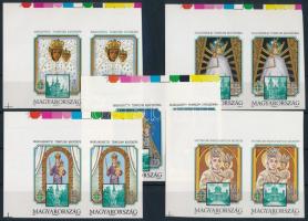1991 Magyarországi Mária kegyhelyek vágott sor ívsarki párokban, az ívszélen nyomdai jelzésekkel (11.000)