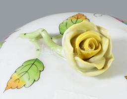 Herendi Viktória mintás oroszlánlábas bonbonniere. Kézzel festett, jelzett, d: 12 cm