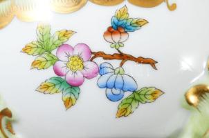 Herendi Viktória mintás oroszlánlábas bonbonniere. Kézzel festett, jelzett, d: 12 cm