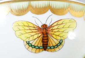 Herendi Viktória mintás oroszlánlábas bonbonniere. Kézzel festett, jelzett, d: 12 cm