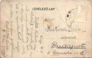 1933 Türje, Vasútállomás vonattal, Premontrei rendház (gyűrődések / creases)