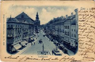 1902 Linz, Landstrasse / street view, tram, notary's office, shops (EM)