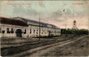 1915 Újzichyfalva, Zichyfalva, Plandiste; községháza, római katolikus templom. Rieger János kiadása ...