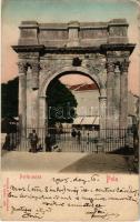 1905 Pola, Pula; Porta aurea / Roman gate (kis szakadások / small tears)
