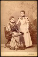 cca 1910 Czullik lányok, Czullik Betti és Inez, a Liechtenstein hercegi kertek igazgatója lányainak fotója, keméyhátú fotó Székely bécsi műterméből, 16,5×10,5 cm