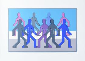 Victor Vasarely (1906-1997): Nyolc sport témájú kompozíciója, 1988. Szitanyomat, papír, egyenként je...