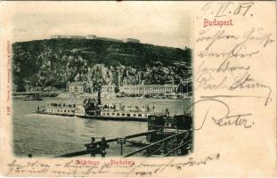 1901 Budapest XI. Gellérthegy, Citadella, gőzhajó. Stengel &amp; Co. (felületi sérülés / surface damage)