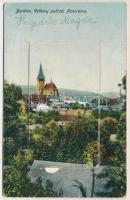 1926 Bártfa, Bártfafürdő, Bardejovské Kúpele, Bardiov, Bardejov; sérült leporellólap (tartalom hiányzik) 1 képpel: vasútállomás. Vdova Vilma kiadása / damaged leporellocard (missing insides) with 1 picture: railway station (b)