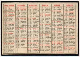 1942 Kártyanaptár, kasírozott vászon