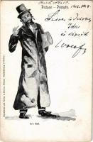 1912 Pöstyén, Pistyan, Piestany; In's Bad / zsidó férfi a fürdőbe menet, Judaika. A. Bernas kia...