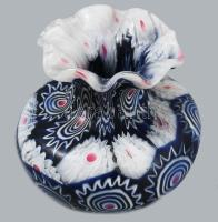 Muranói üveg váza, millefiori. hibátlan m: 5 cm