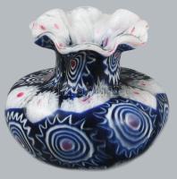 Muranói üveg váza, millefiori. hibátlan m: 5 cm