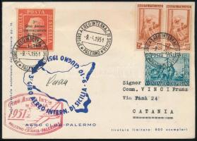 1951 Légi levél "PALERMO" - "CATANIA"
