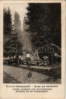 1916 Kőrösmező, Körösmező, Jaszinya, Jasina, Yasinia (Máramaros); Rutén (ruszin) munkások utak helyr...