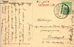 1913 Siklós, Pécsi utca, Takarék és Hitelbank, Otthon kávéház, Gróf Dezső, Fürst Gyula, Krizmánovics...