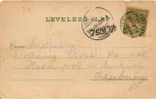 1904 Zsolna, Sillein, Zilina; Fő tér, templom. Löwy Fülöp kiadása / main square, church (kis szakadá...