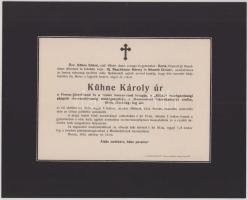 1912 Moson, Kühne Károly, a Kühne mezőgazdasági gépgyár elnökigazgatójának halotti értesítője, hajtott