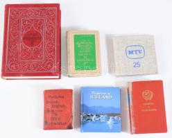 6 db - Így élt Gutenberg, Pocketview of Iceland, MTV 25, Százéves a typographia, stb. Kötetenként változó kötésben és állapotban.