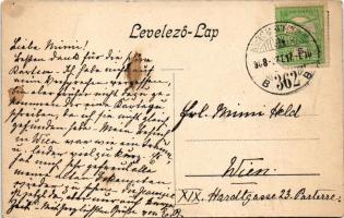 1908 Dunakeszi, Reeves villa + "BUDAPEST - GALÁNTA - ODERBERG 362 B" vasúti mozgóposta bél...