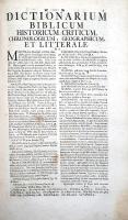 Calmet, Augustin: Dictionarium historicum, criticum, chronologicum, geographicum, et literale Sacrae...