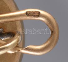 Arany (Au) mandzsetta pár, gyöngyház és kő berakással, zománcozott díszítéssel, jelzett, 1902-1937 k...